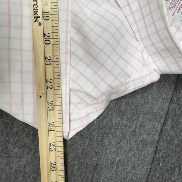 Brooks Brothers Madison cotton pink white checks button down Size XL 17.5-35 - Picture 4 of 7